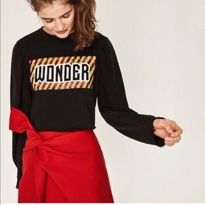 ZARA Trafaluc CROPPED WONDER SEQUIN SWEAT TOP M